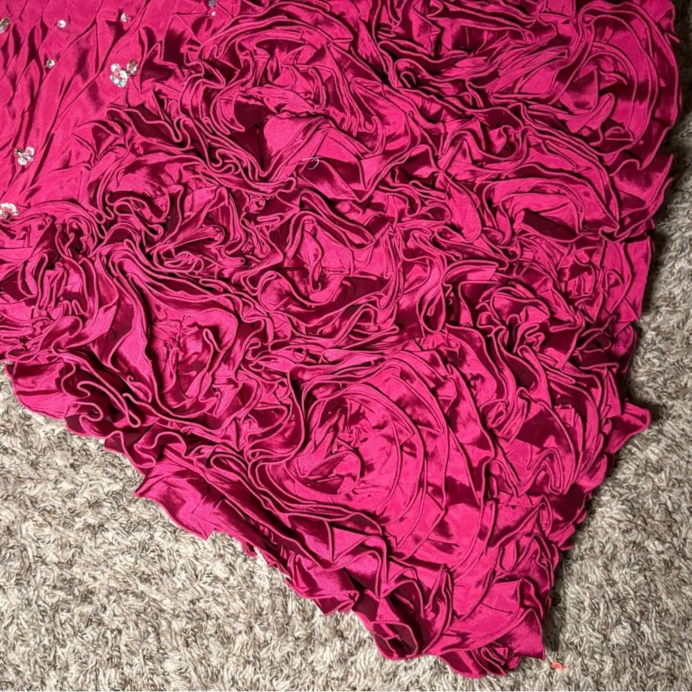 Mori Lee Hot Pink Halter Cocktail Dress with Embellished Bodice - Picture 3 of 6